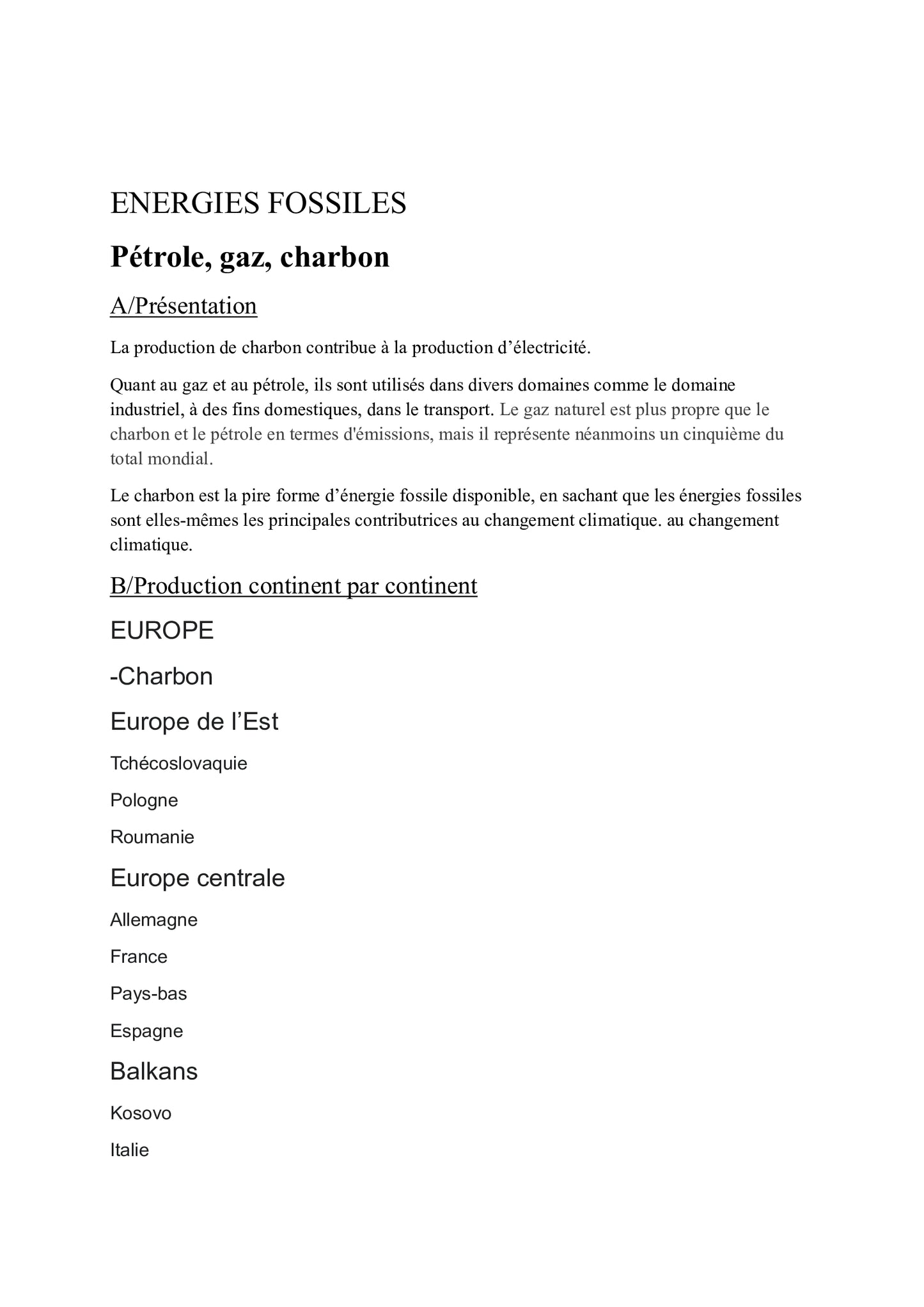 Carte du monde des ressources énergétiques et impact sur la santé environnement
