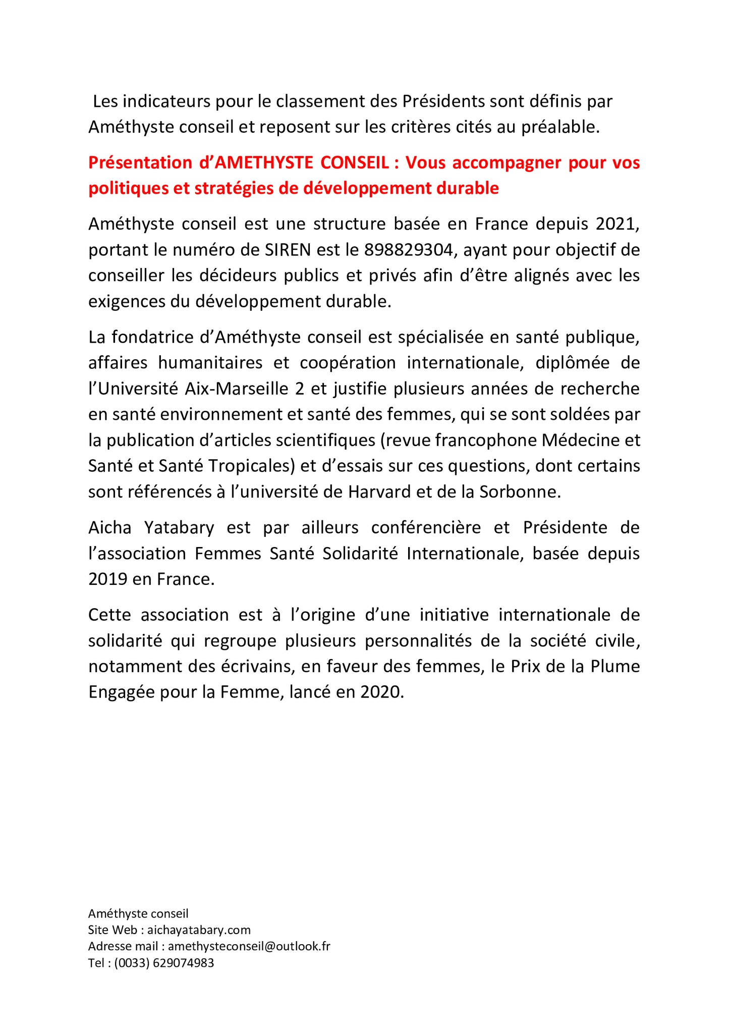 Vademecum du Prix du Meilleur Président Africain