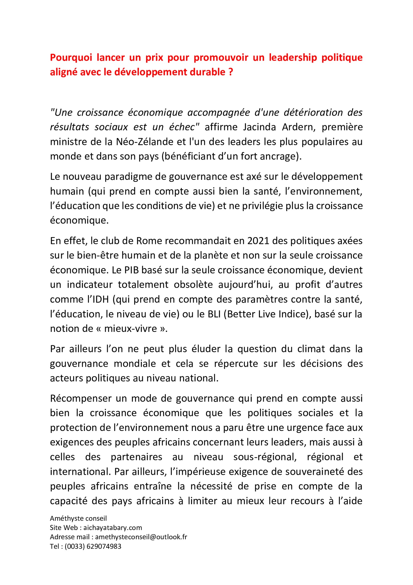 Vademecum du Prix du Meilleur Président Africain