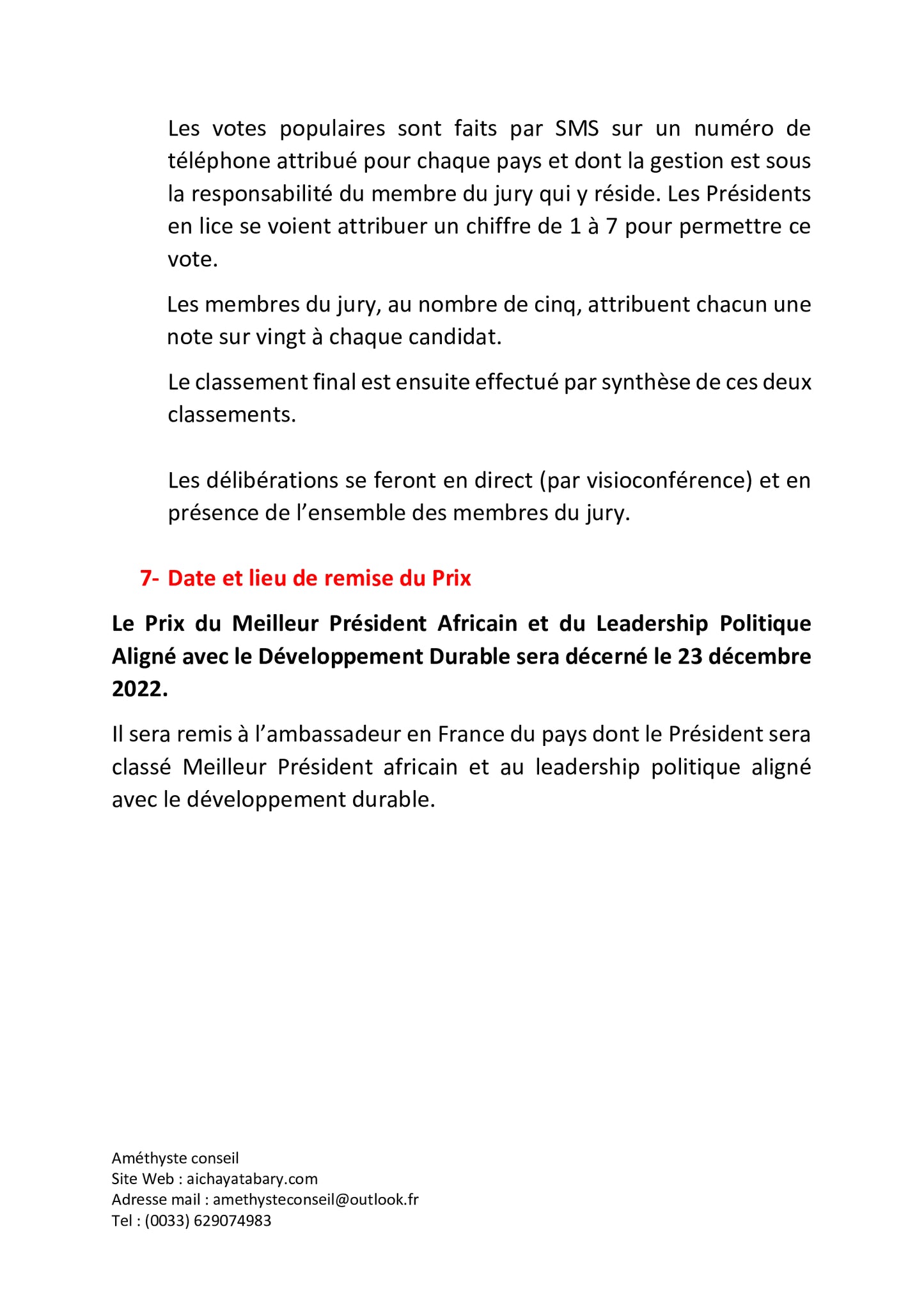 Vademecum du Prix du Meilleur Président Africain