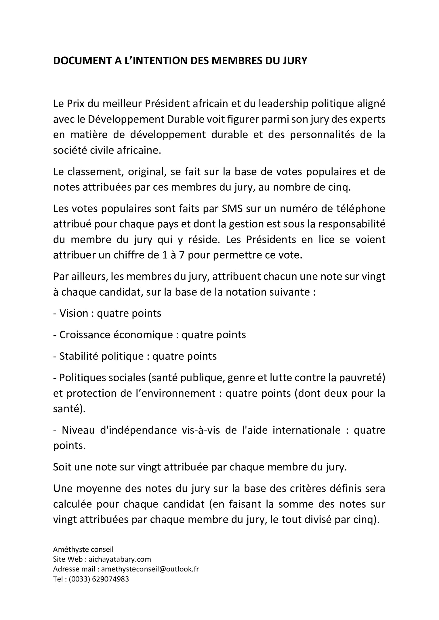 Vademecum du Prix du Meilleur Président Africain