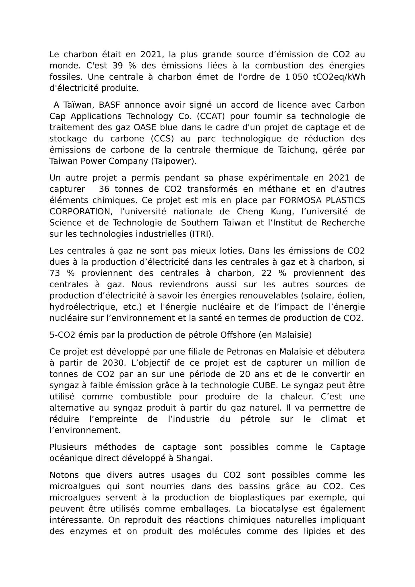 Filières de captage du CO2 en Asie du Sud-Est et Océanie