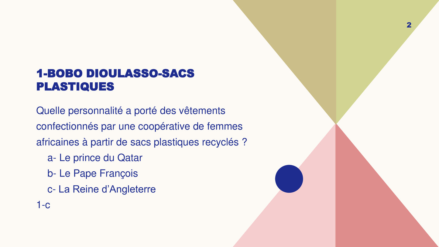 Questionnaire niveau 1: Jeu Lead'up Green