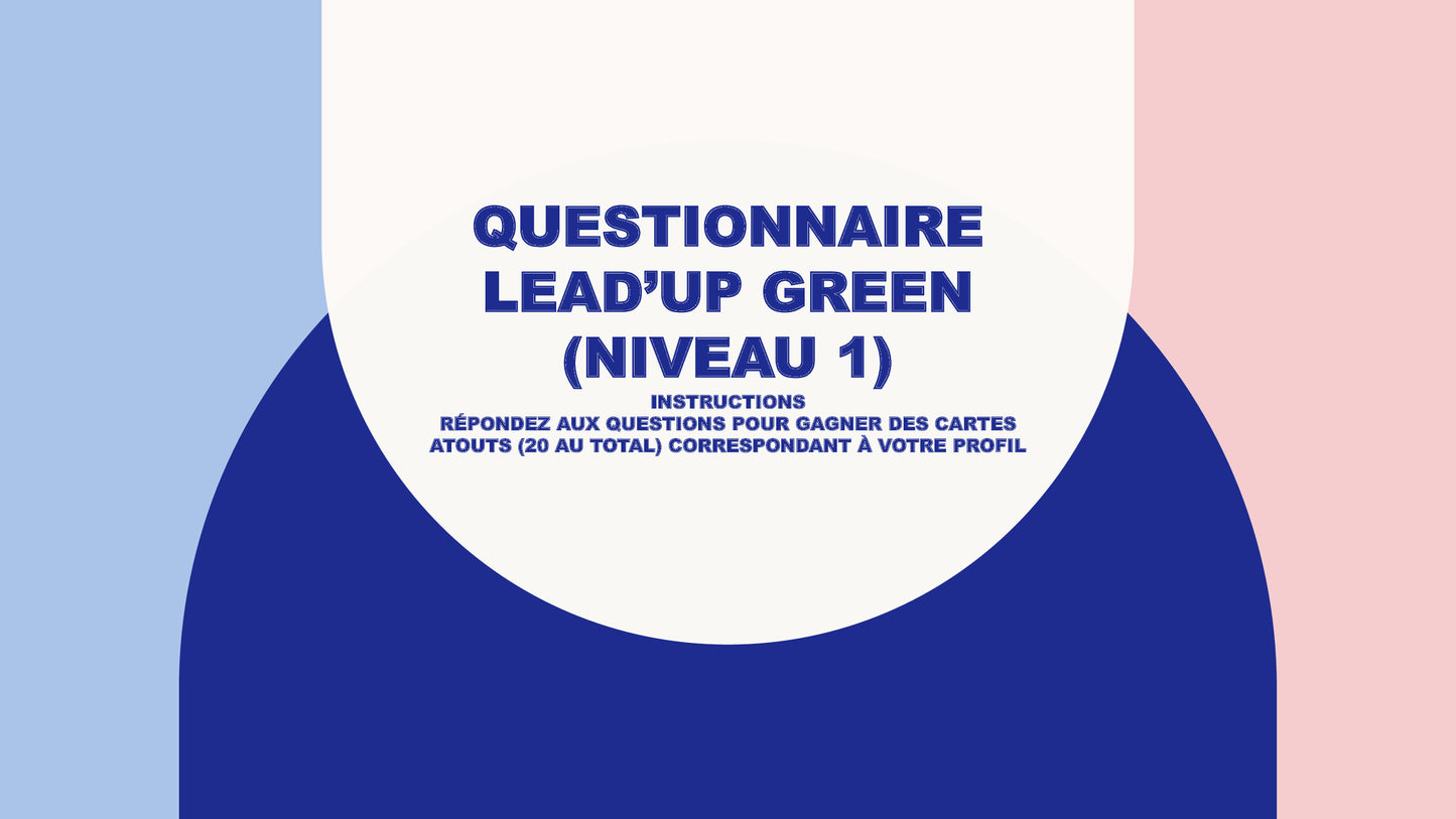 Questionnaire niveau 1: Jeu Lead'up Green